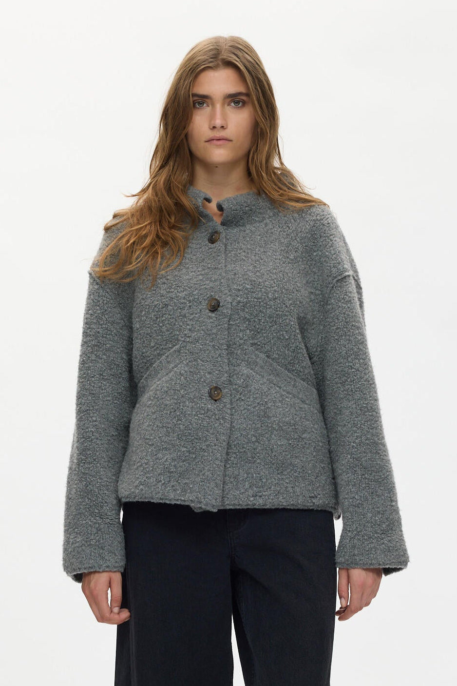 Sheep Knit Reverse Emel cardigan – Grey Melange
